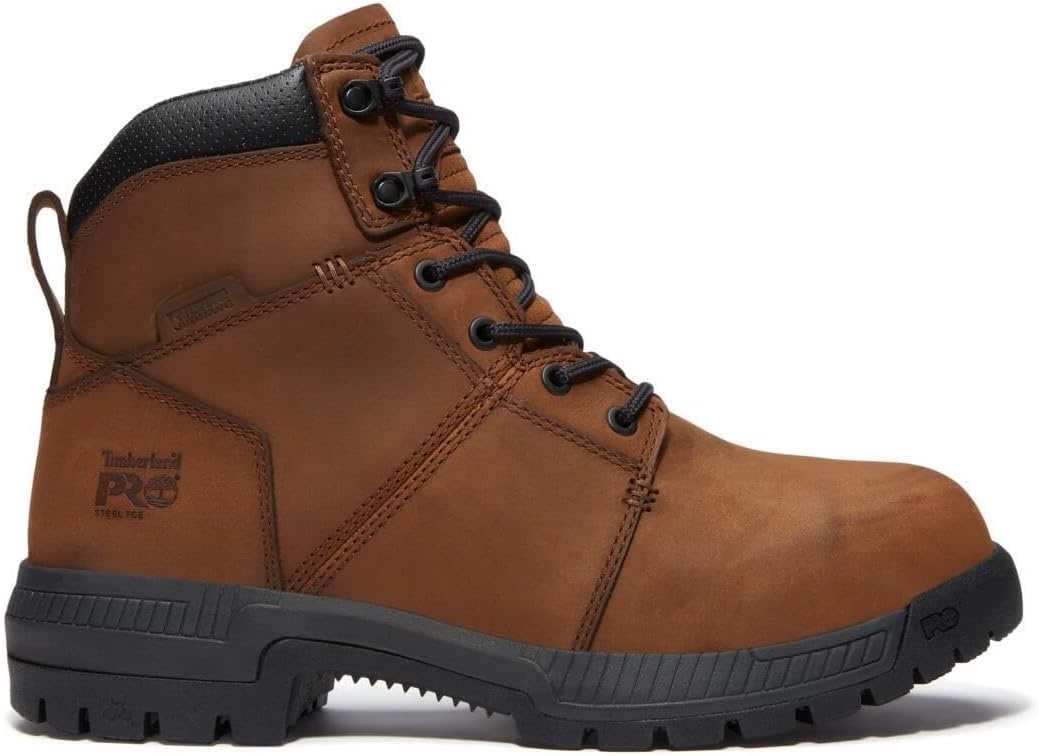 Timberland PRO Men’s Montauk 6 Inch Steel Safety Toe Waterproof Industrial Work Boot(Medium Brown V1)