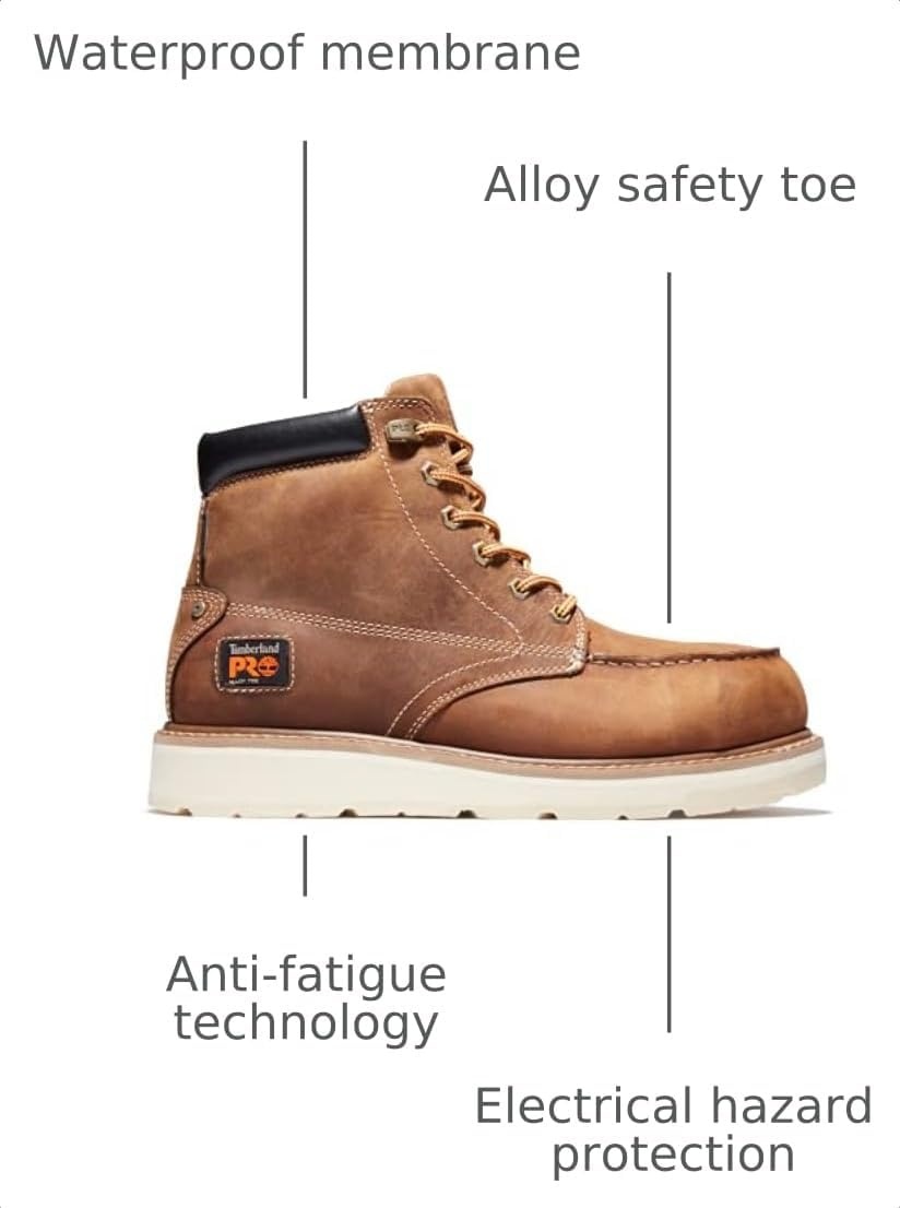 Timberland PRO mens Gridworks Wedge 6 Inch Alloy Safety Toe Waterproof Industrial Work Boot(Golden Brown)