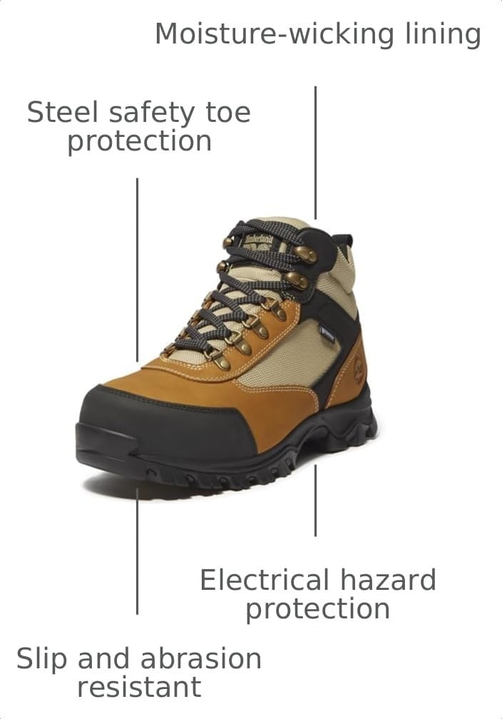 Timberland PRO Men’s Keele Ridge Steel Safety Toe Waterproof Industrial Hiker Work Boot(Wheat V1)