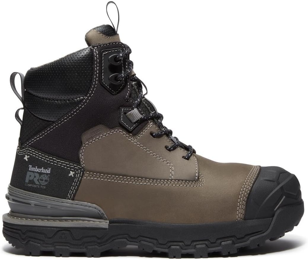 Timberland PRO Men’s 6 Boondock Ultralight Composite Toe Waterproof Slip Resistant Boot(Grey/Black)