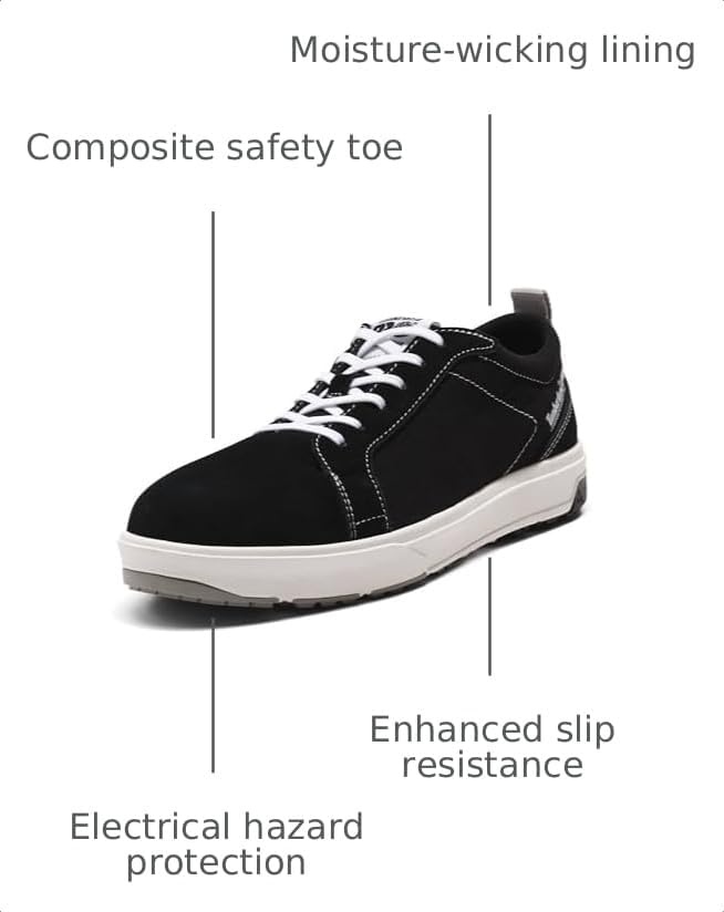 Timberland PRO Men’s Berkley Oxford Composite Safety Toe Work Shoes(Black/White)