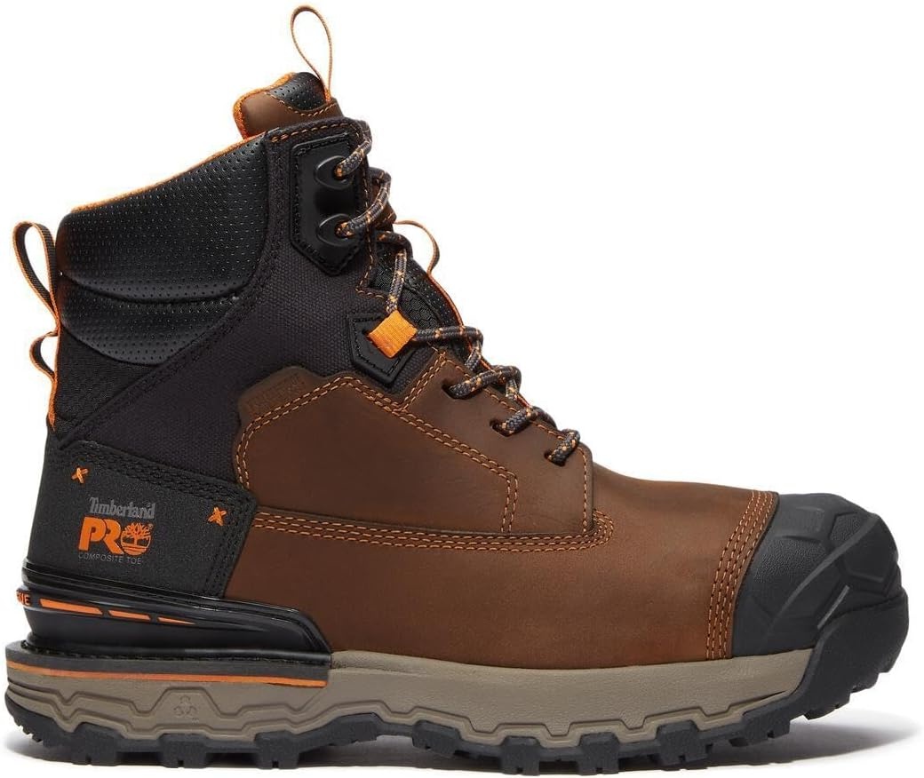 Timberland PRO Men’s 6 Grey/Black Boondock Comp Toe WP SR Boot(Medium Brown)