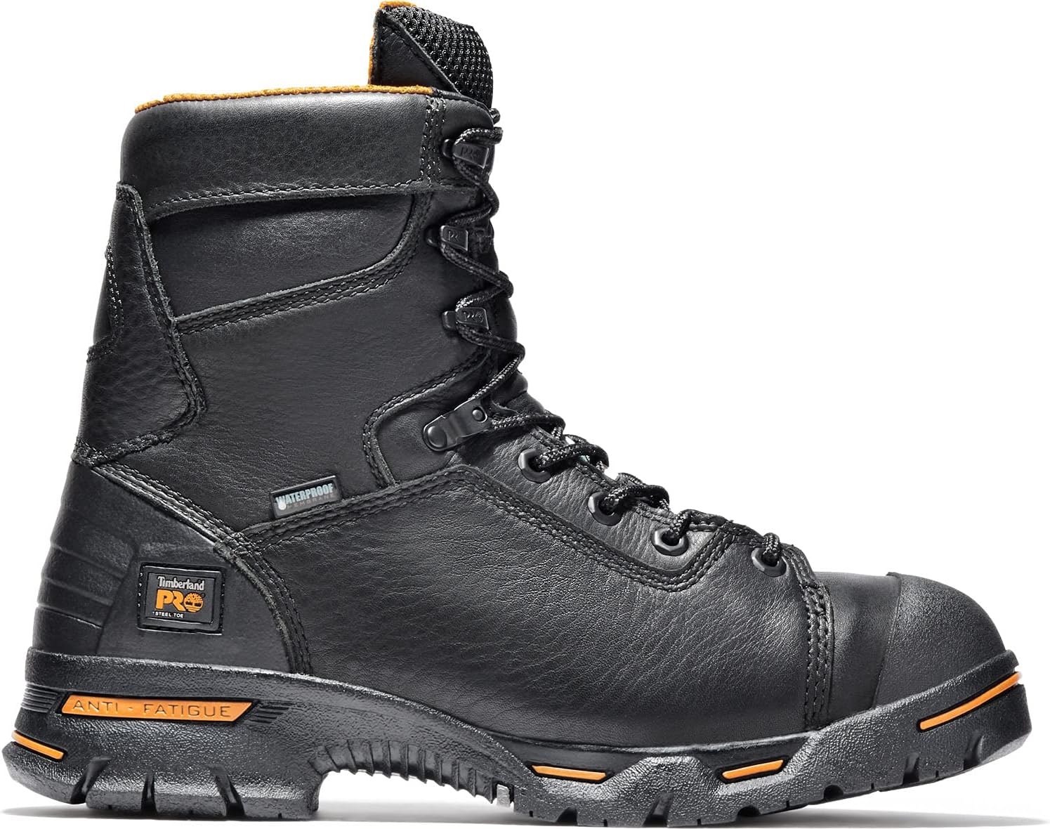 Timberland PRO Men’s Endurance 8 Inch Steel Safety Toe Waterproof Work Boots(Black V1)