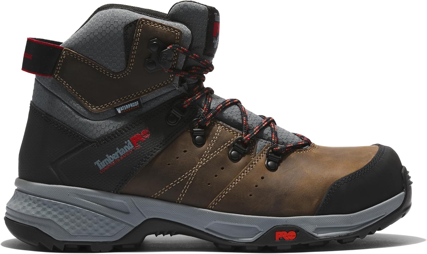 Timberland PRO Switchback 6″ Composite Safety Toe Puncture Resistant Waterproof(Turkish Coffee/Red)