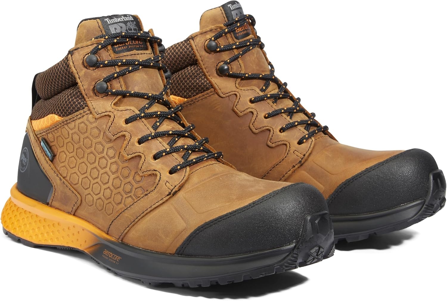 Timberland PRO Men’s Reaxion Athletic Hiker Wateproof Composite Toe Work Boot(Brown/Orange)