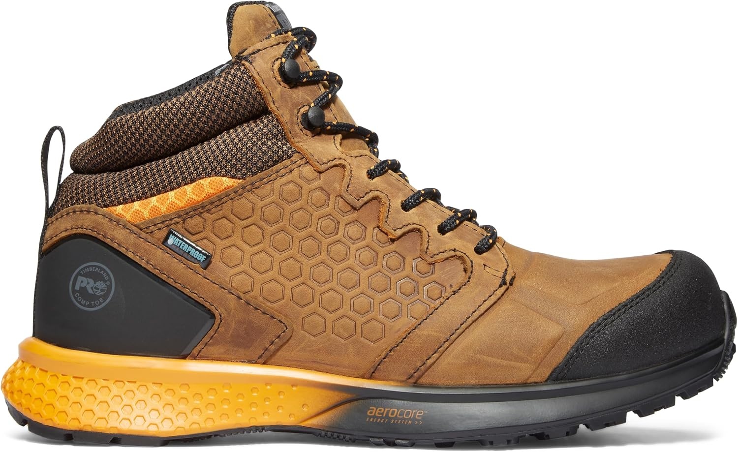 Timberland PRO Men’s Reaxion Athletic Hiker Wateproof Composite Toe Work Boot(Brown/Orange)