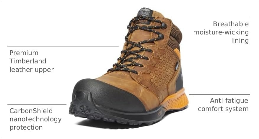 Timberland PRO Men’s Reaxion Athletic Hiker Wateproof Composite Toe Work Boot(Brown/Orange)