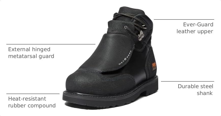 Timberland PRO Men’s External Met Guard 6 Inch Steel Safety Toe Industrial Work Boot(Black)