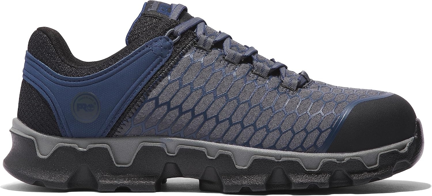 Timberland PRO Men’s Powertrain Sport Alloy Safety Toe Industrial Athletic Work Shoe, Black/Orange-2024 New, 10.5(Grey Navy)