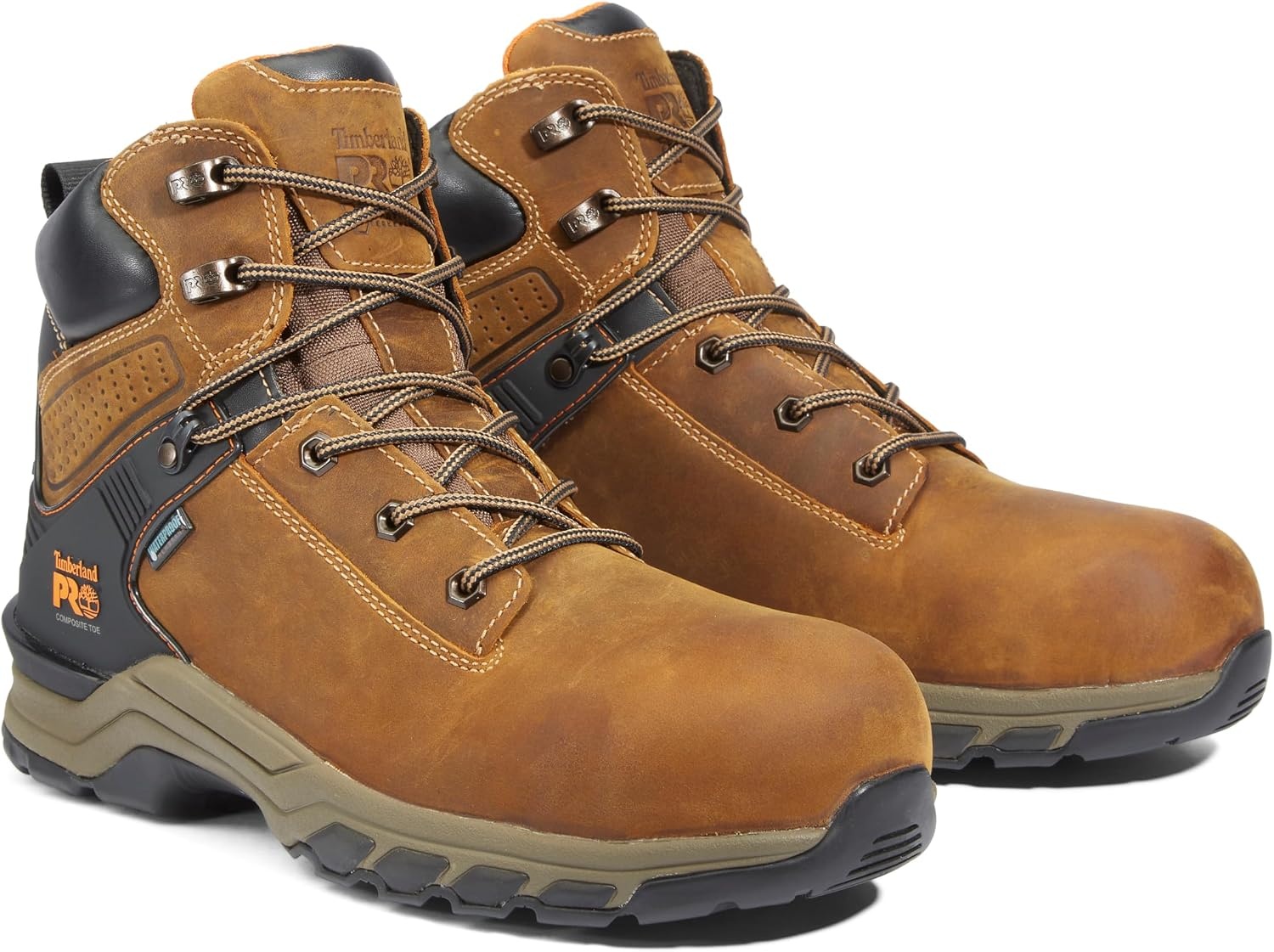 Timberland PRO Men’s Hypercharge 6 Inch Composite Safety Toe Waterproof Industrial Work Boot(Brown Distressed-2024 New)