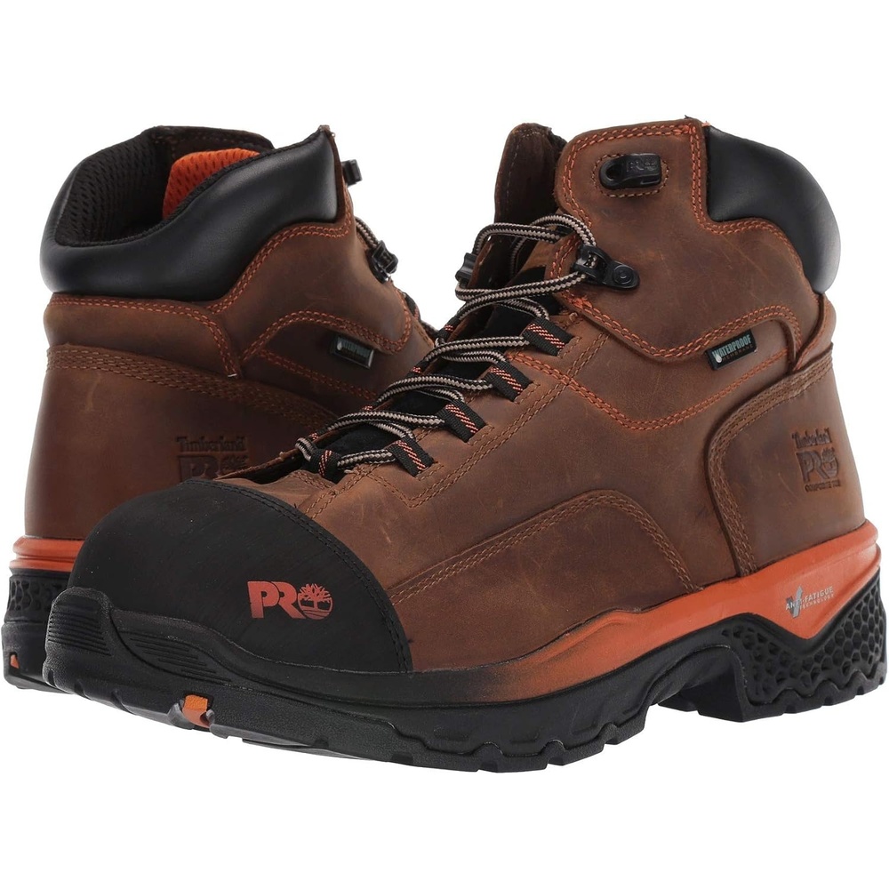 Timberland PRO mens Bosshog 6″ Composite Safety Toe Puncture Resistant Waterproof Industrial Work Boot(Brown: Brown Orange)