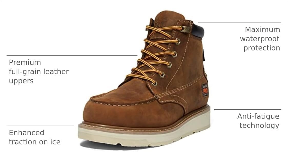 Timberland PRO mens Gridworks Wedge 6 Inch Moc Soft Toe Waterproof Industrial Work Boot(Golden Brown)