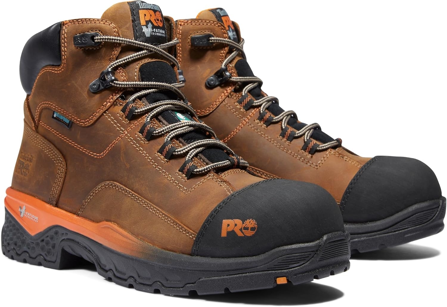 Timberland PRO mens Bosshog 6″ Composite Safety Toe Puncture Resistant Waterproof Industrial Work Boot(Brown/Orange-2024 New)