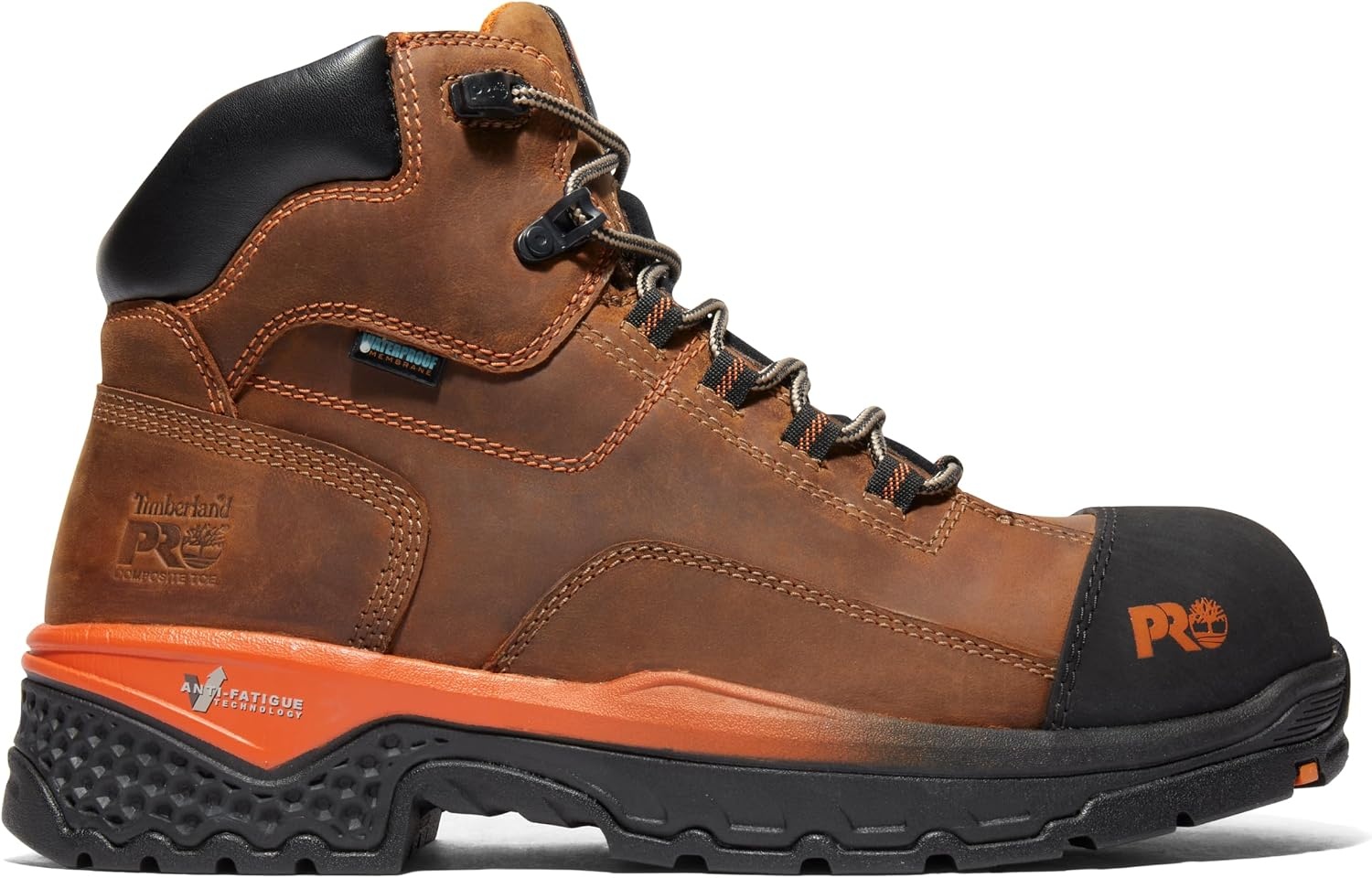 Timberland PRO mens Bosshog 6″ Composite Safety Toe Puncture Resistant Waterproof Industrial Work Boot(Brown/Orange-2024 New)