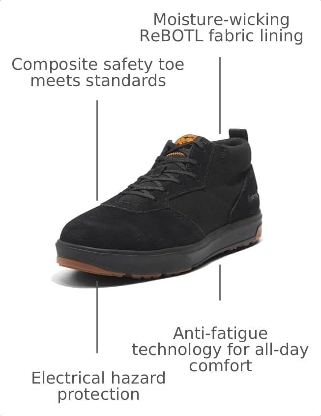 Timberland PRO Men’s Berkley Chukka Composite Safety Toe Industrial Casual Work Shoe(Black/Gum)