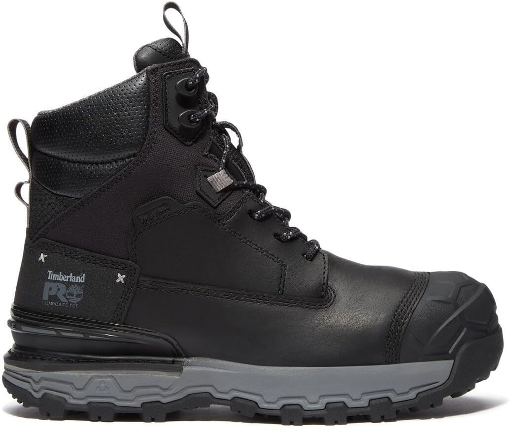 Timberland PRO Men’s 6 Boondock Ultralight Composite Toe Waterproof Slip Resistant Boot(Black/Grey V1)