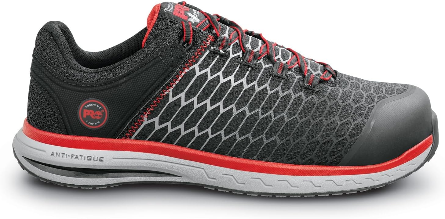 Timberland PRO Mens Powerdrive MaxTRAX Composite Toe SRO(Black/Red)