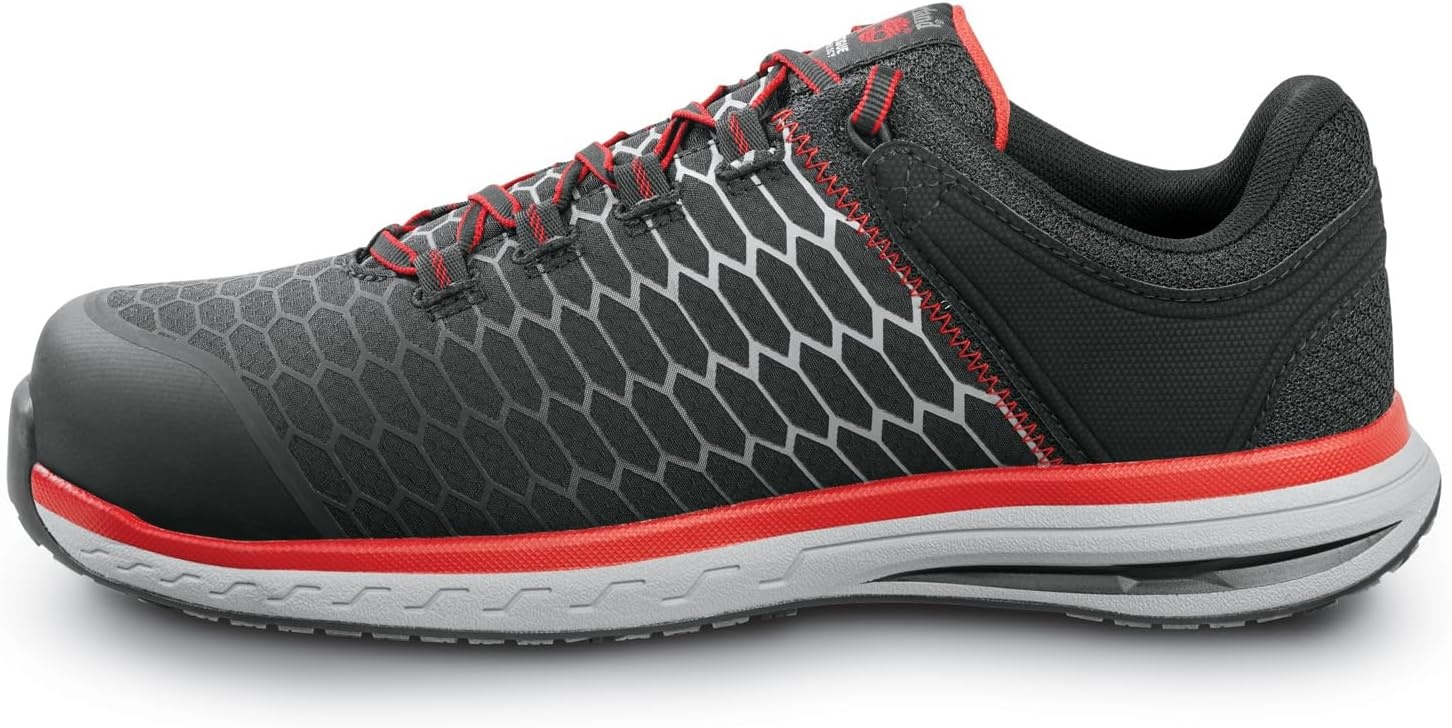 Timberland PRO Mens Powerdrive MaxTRAX Composite Toe SRO(Black/Red)