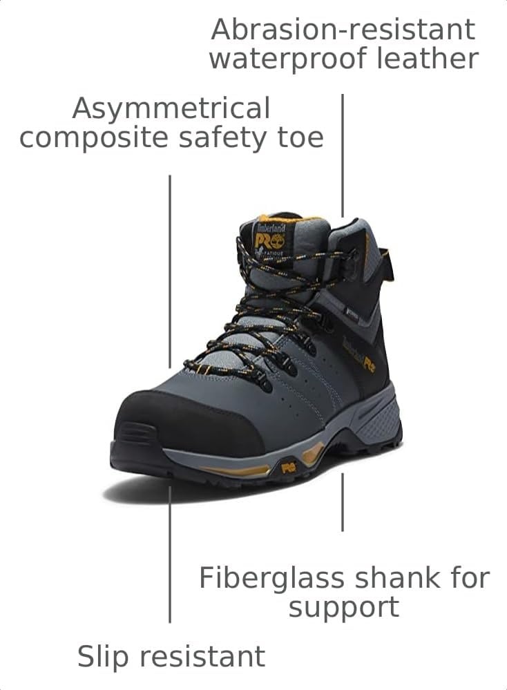 Timberland PRO Switchback 6″ Composite Safety Toe Puncture Resistant Waterproof(Grey/Yellow V1)