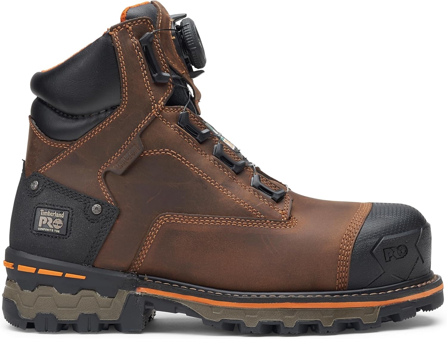 Timberland PRO Boondock, Men’s, BOA Fit System, Comp Toe, EH, PR, WP, Slip Resistant, 6 Inch, Work Boot(Mocha Brown)