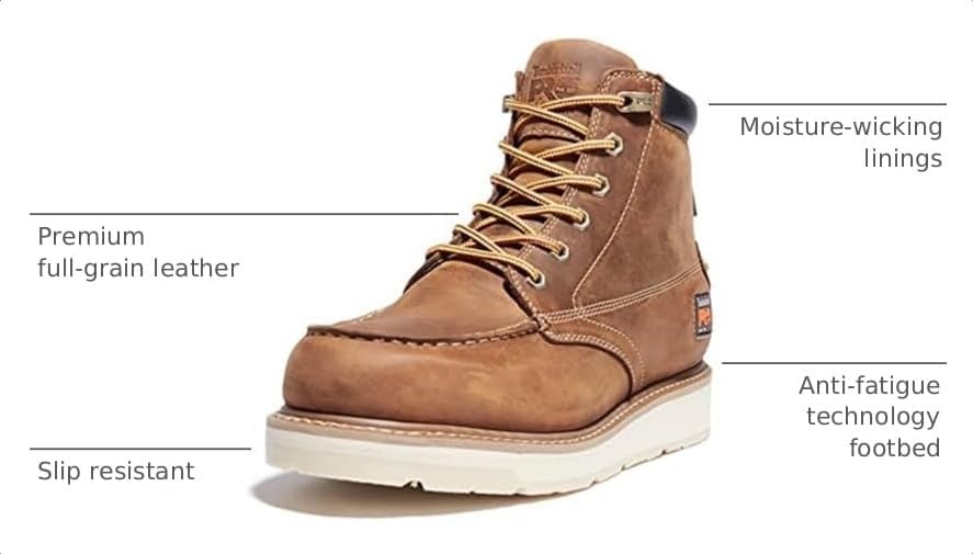 Timberland PRO mens Gridworks Wedge 6 Inch Moc Soft Toe Waterproof Industrial Work Boot(Golden Brown V1)