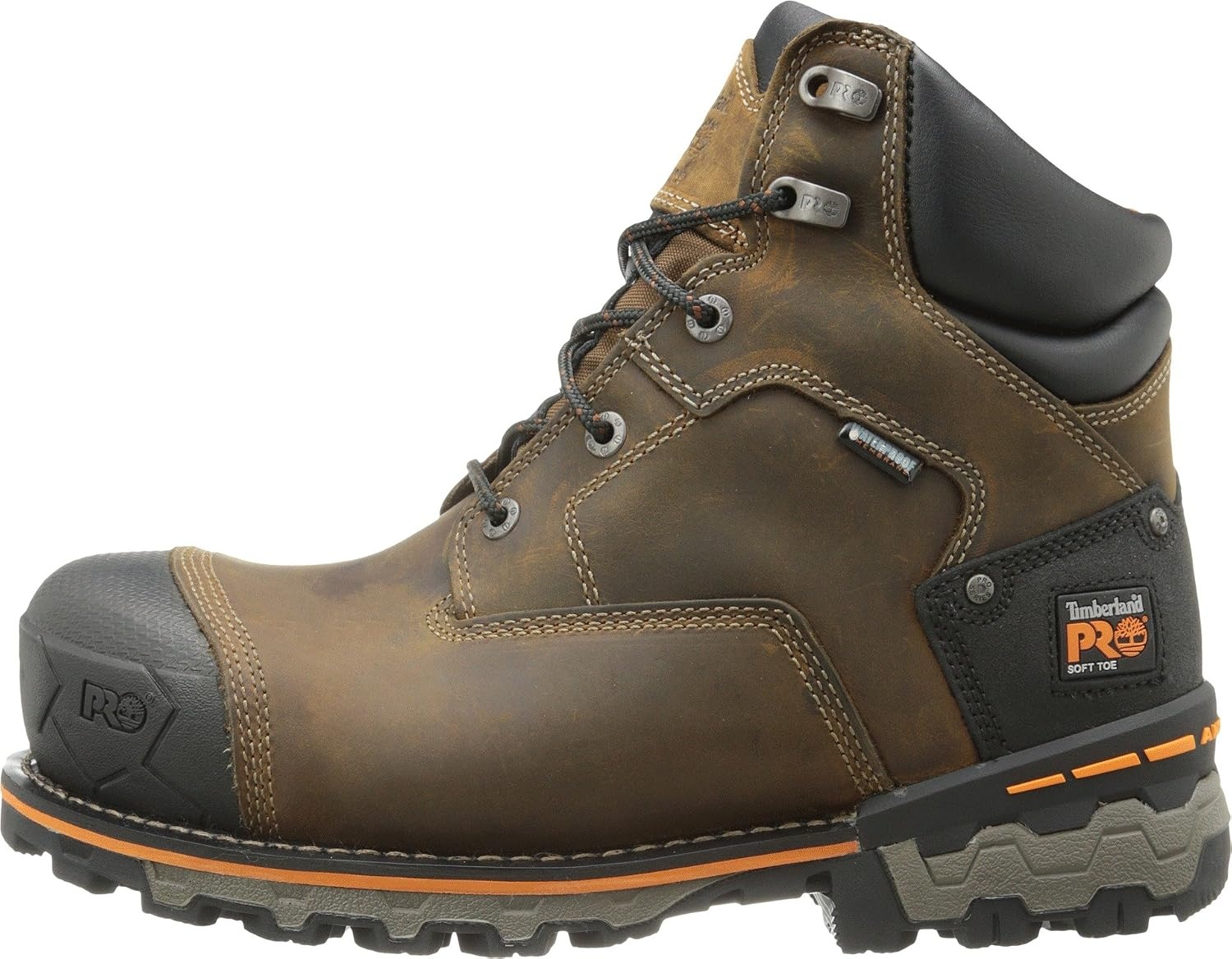 Timberland PRO Men’s 6 Inch Boondock Soft Toe WP Industrial Work Boot(Brown V1)