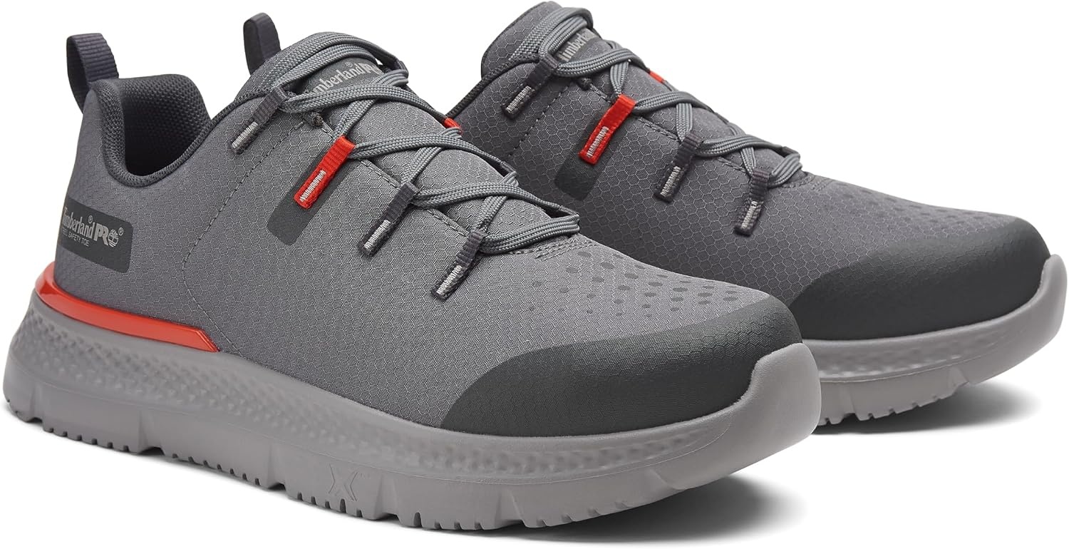 Timberland PRO Men’s Intercept Steel Safety Toe Industrial Athletic Work Shoe(Grey/Red V1)
