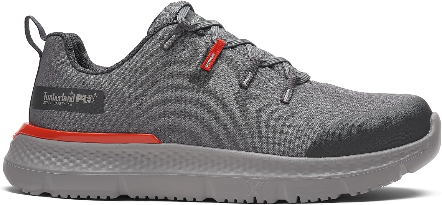 Timberland PRO Men’s Intercept Steel Safety Toe Industrial Athletic Work Shoe(Grey/Red V1)