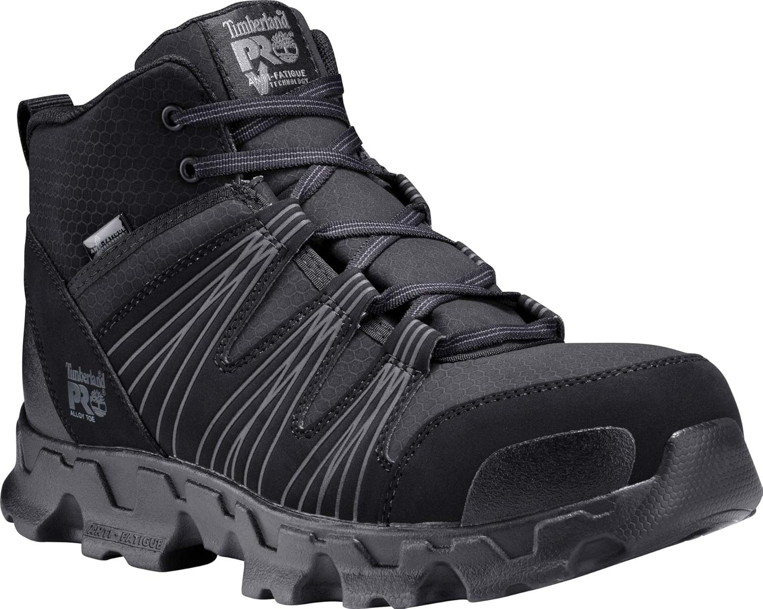 Timberland PRO Men’s Powertrain Mid Alloy Toe ESD Industrial Athletic Work Boot(Black V1)
