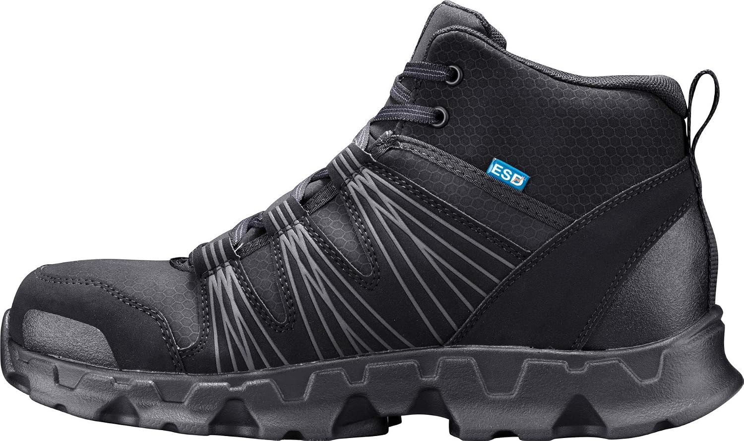 Timberland PRO Men’s Powertrain Mid Alloy Toe ESD Industrial Athletic Work Boot(Black V1)