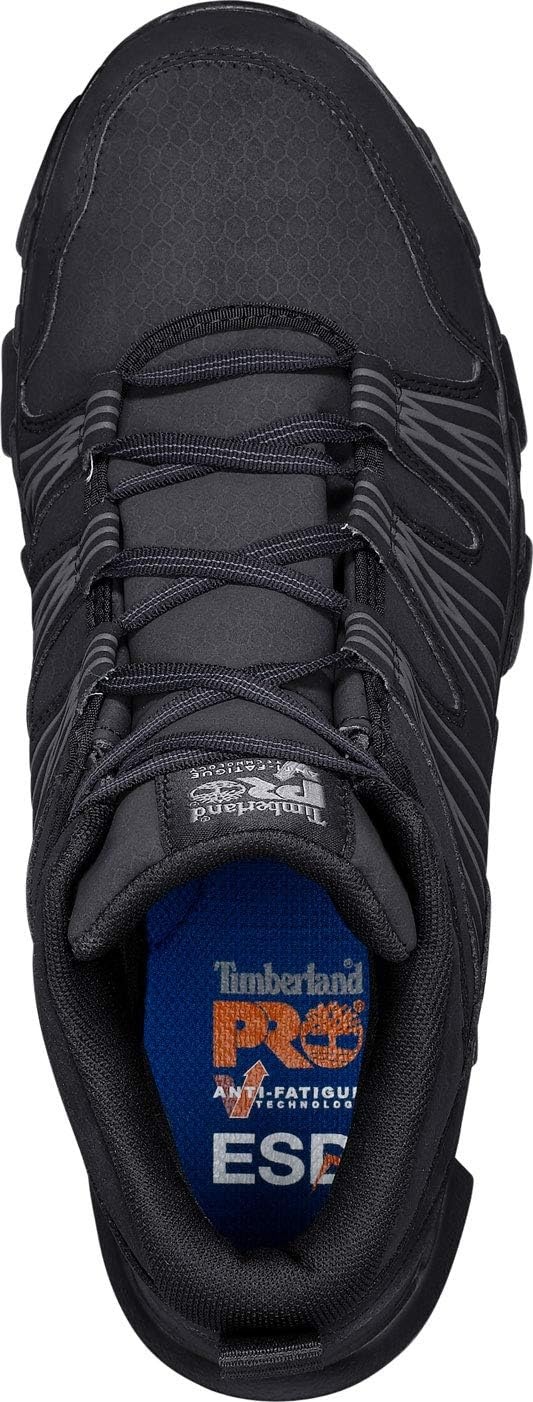Timberland PRO Men’s Powertrain Mid Alloy Toe ESD Industrial Athletic Work Boot(Black V1)