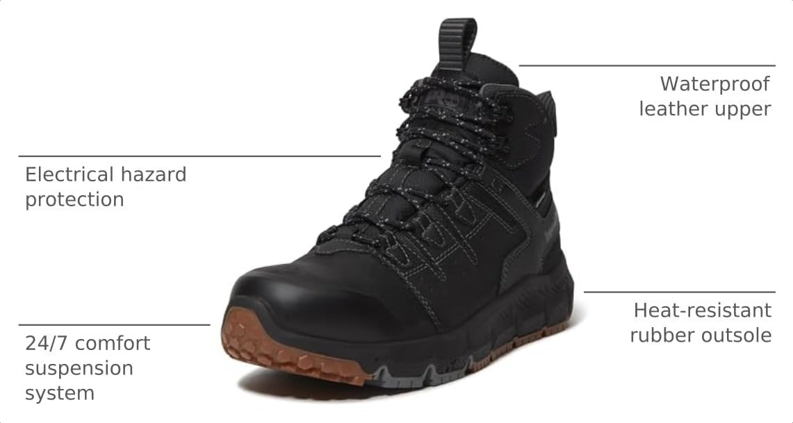 Timberland PRO Men’s Tempe Soft Toe Waterproof Boots(Black V1)