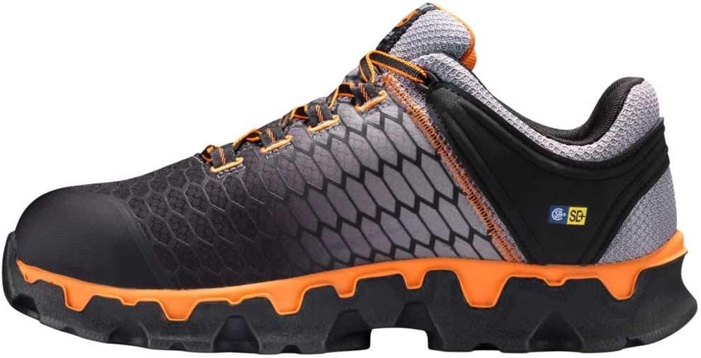 Timberland PRO Mens Powertrain Sport Alloy Safety Toe Static Dissipative Industrial Athletic Work Shoe(Black/Grey/Orange V1)