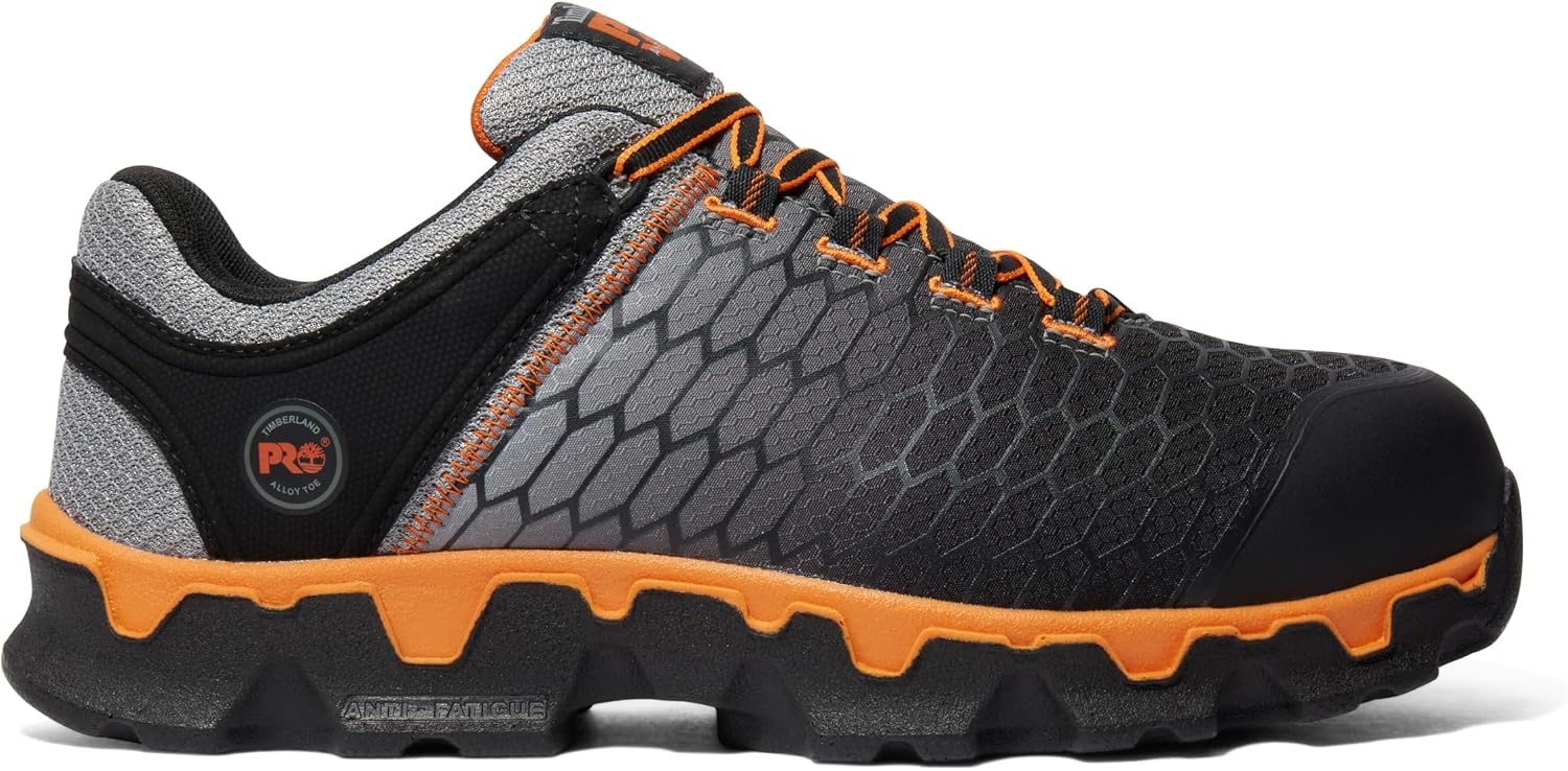 Timberland PRO Men’s Powertrain Sport Alloy-Toe EH Industrial & Construction Shoe(Black/Grey/Orange-2024 New)