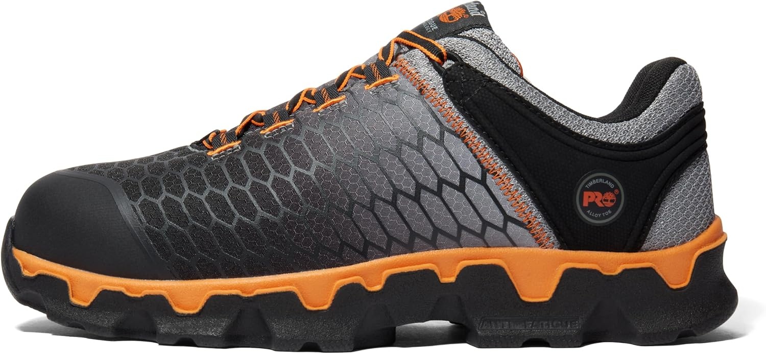 Timberland PRO Men’s Powertrain Sport Alloy-Toe EH Industrial & Construction Shoe(Black/Grey/Orange-2024 New)