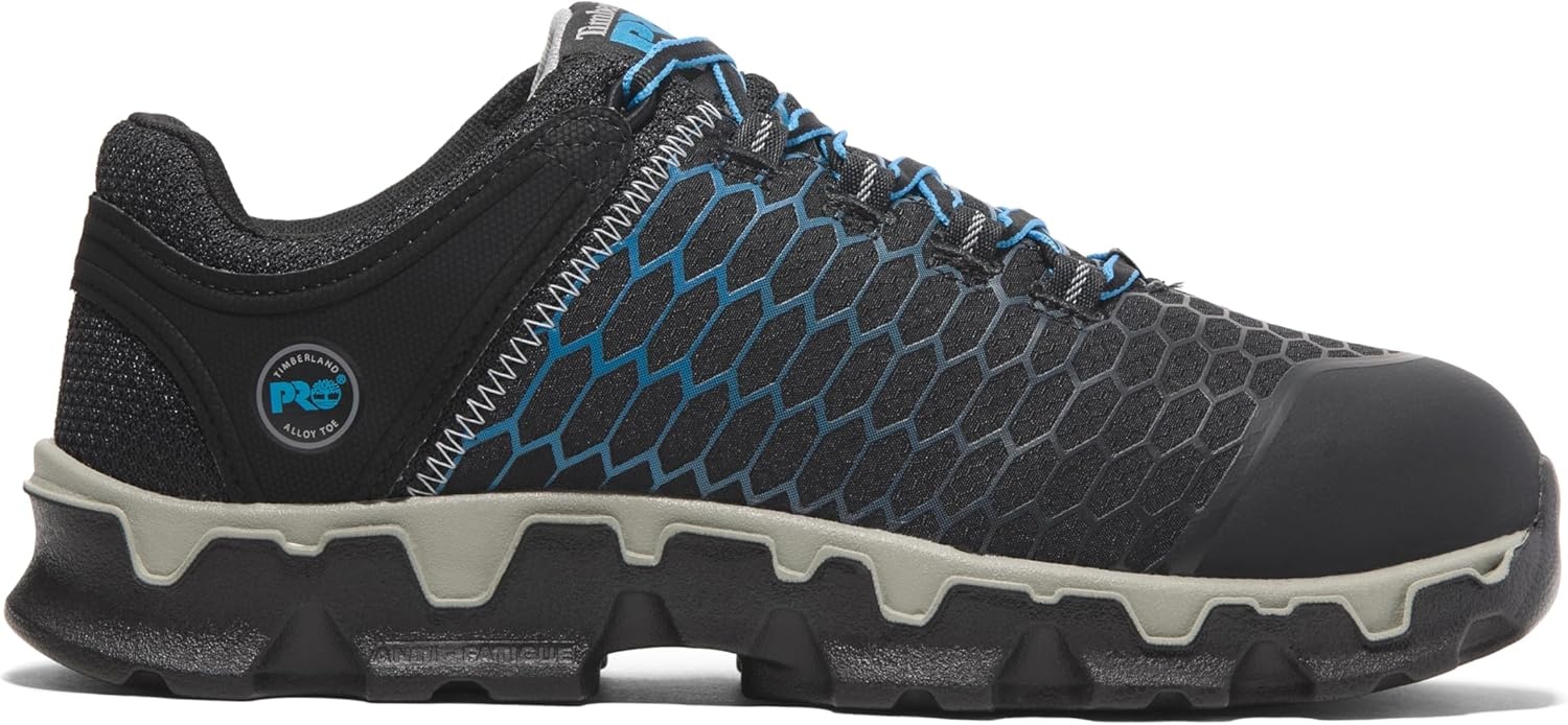 Timberland PRO Men’s Powertrain Sport Alloy Safety Toe Industrial Athletic Work Shoe, Black/Orange-2024 New, 10.5(Black/Blue V1)