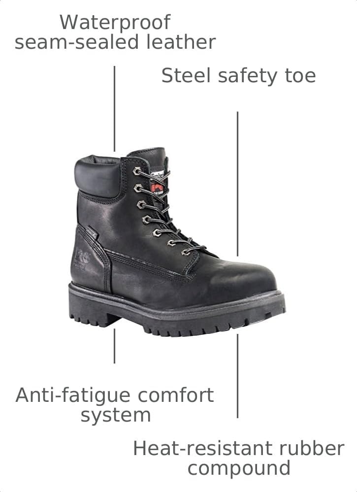 Timberland PRO Men’s Direct Attach 6 Inch Steel Safety Toe Insulated Waterproof(Black)