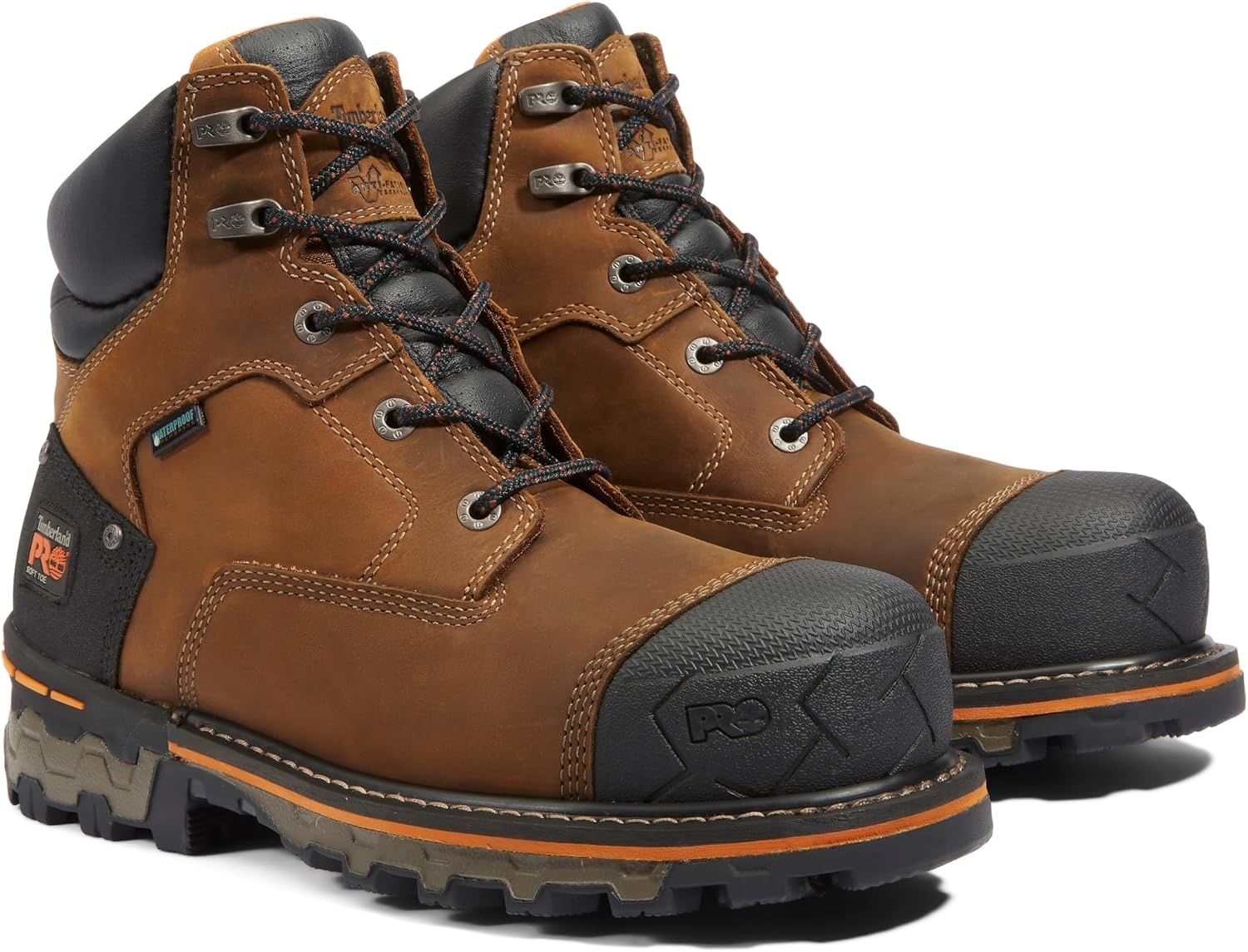 Timberland PRO Men’s 6 Inch Boondock Soft Toe WP Industrial Work Boot(Brown)