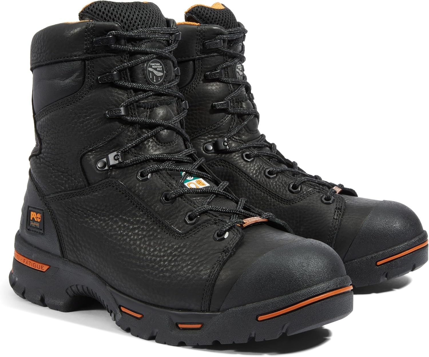 Timberland PRO Men’s Endurance 8 Inch Steel Safety Toe Waterproof Work Boots(Black)