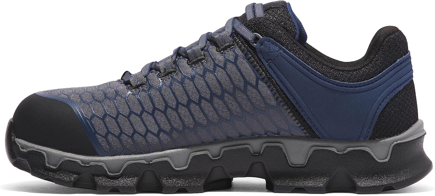 Timberland PRO Men’s Powertrain Sport Alloy Safety Toe Industrial Athletic Work Shoe, Black/Orange-2024 New, 10.5(Grey Navy Blue 2024 New)