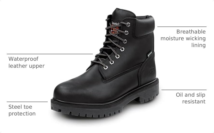 Timberland PRO Mens Direct Attach MaxTRAX Steel Toe WP SRO(Black)