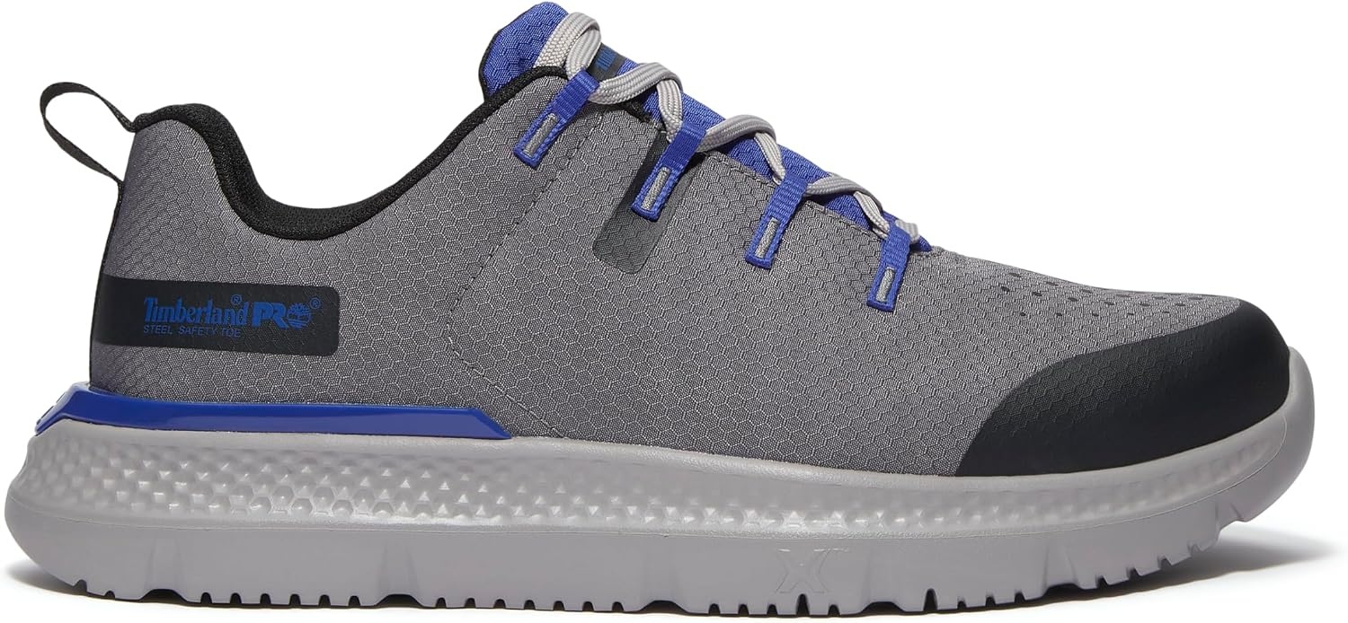 Timberland PRO Men’s Intercept Steel Safety Toe Industrial Athletic Work Shoe(Medium Grey/Blue V1)