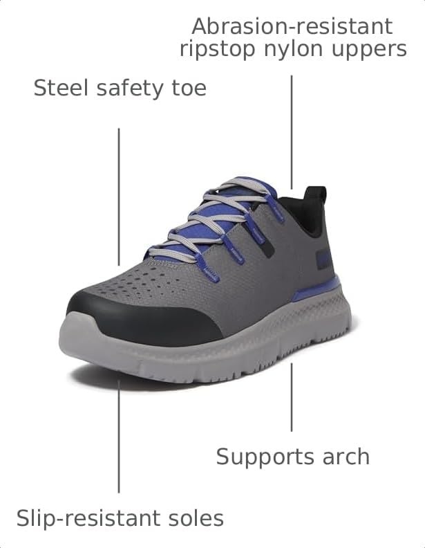 Timberland PRO Men’s Intercept Steel Safety Toe Industrial Athletic Work Shoe(Medium Grey/Blue V1)