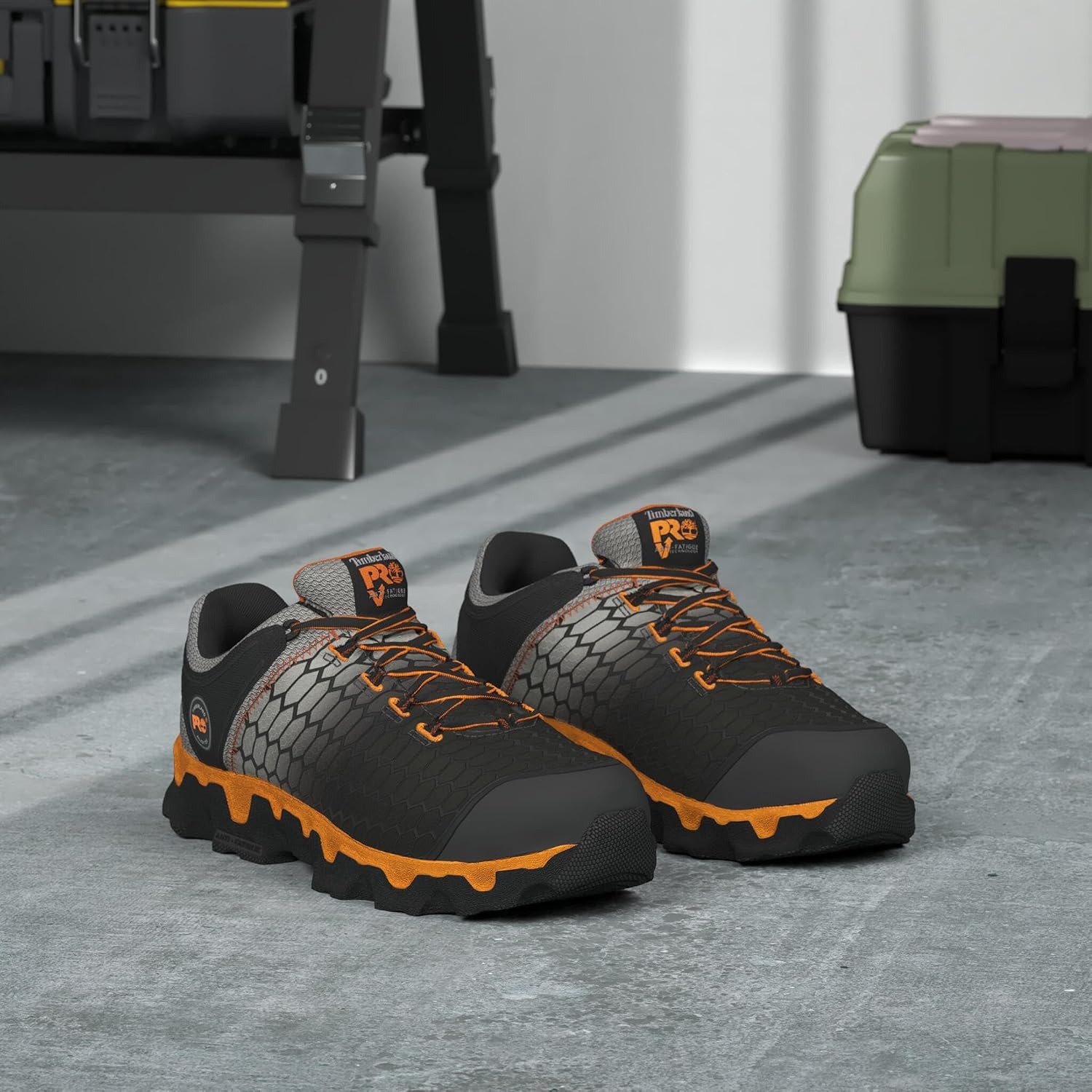 Timberland PRO Men’s Powertrain Sport Alloy-Toe EH Industrial & Construction Shoe(Black/Grey/Orange V1)