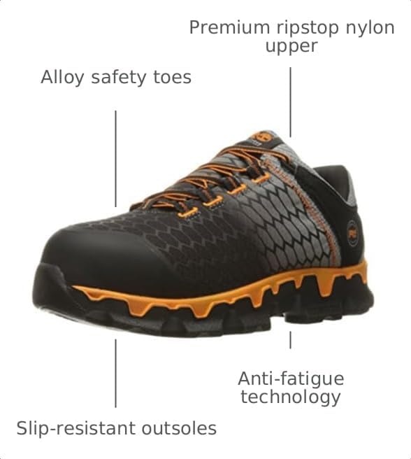 Timberland PRO Men’s Powertrain Sport Alloy-Toe EH Industrial & Construction Shoe(Black/Grey/Orange V1)