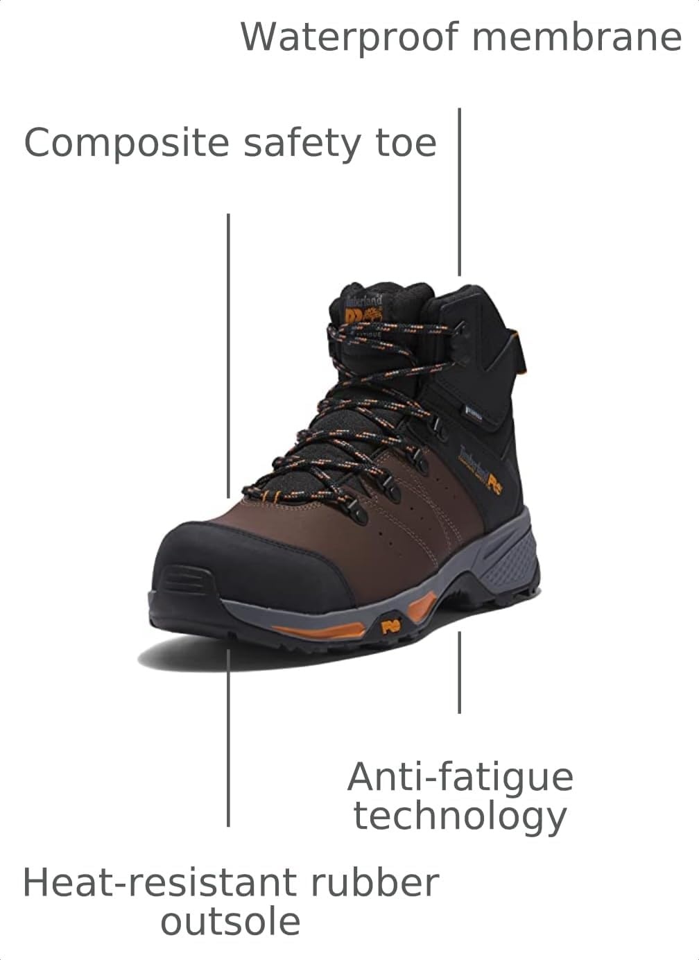 Timberland PRO Switchback 6″ Composite Safety Toe Puncture Resistant Waterproof(Brown/Orange)