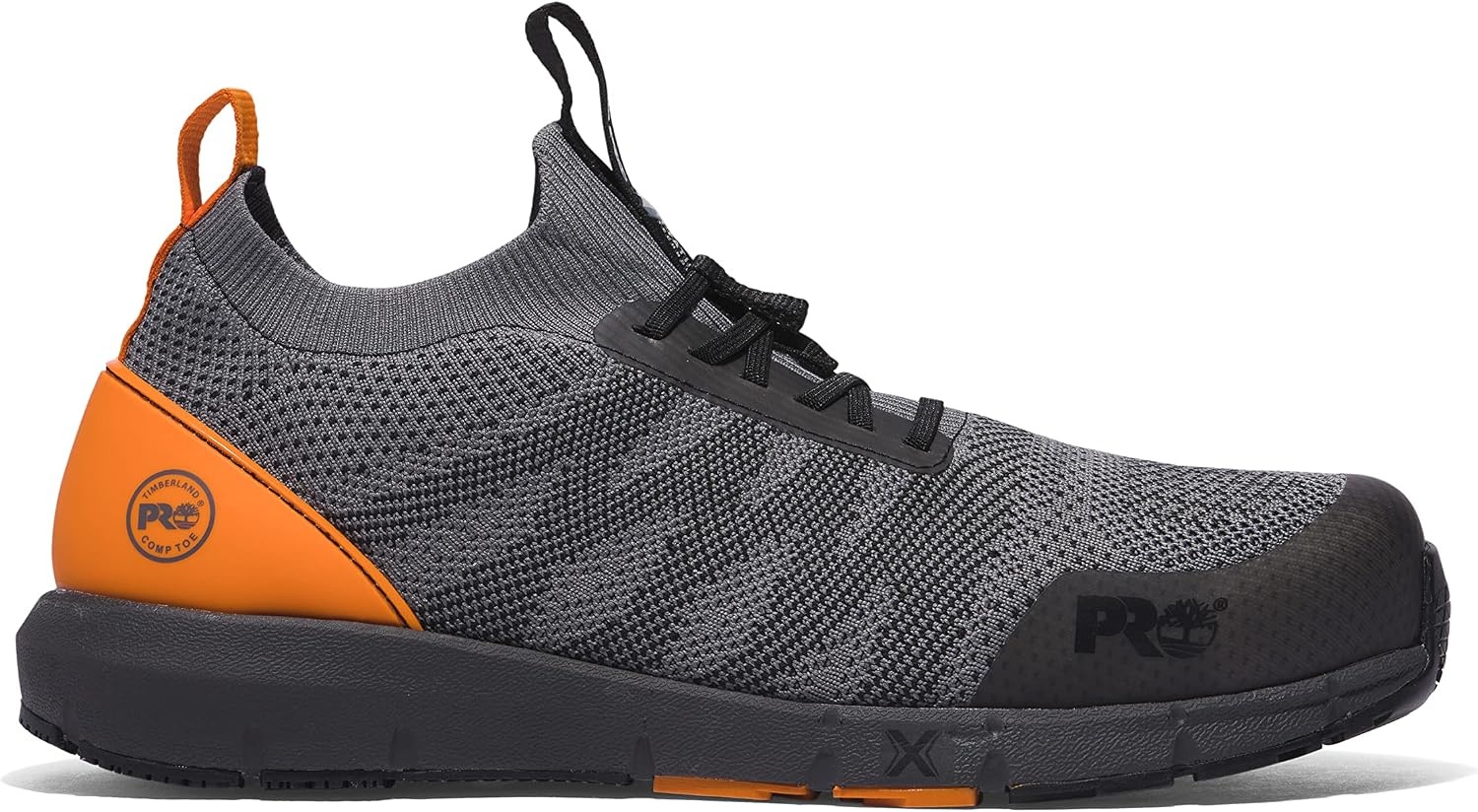 Timberland PRO Mens CSA Radius Knit Composite Safety Toe Puncture Resistant Industrial Athletic Work Shoe(Grey/Orange V1)