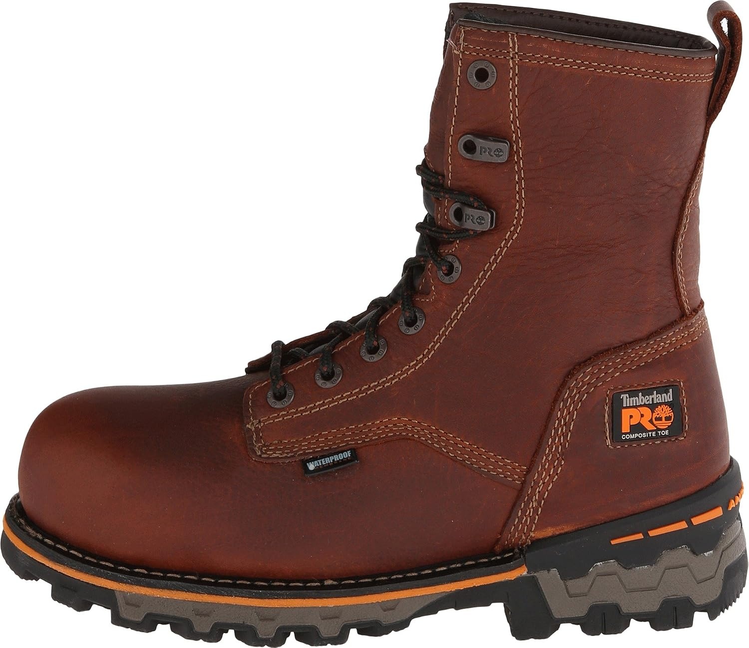 Timberland PRO Men’s Boondock 8 Inch Composite Safety Toe Waterproof Industrial Work Boot(Brown V1)