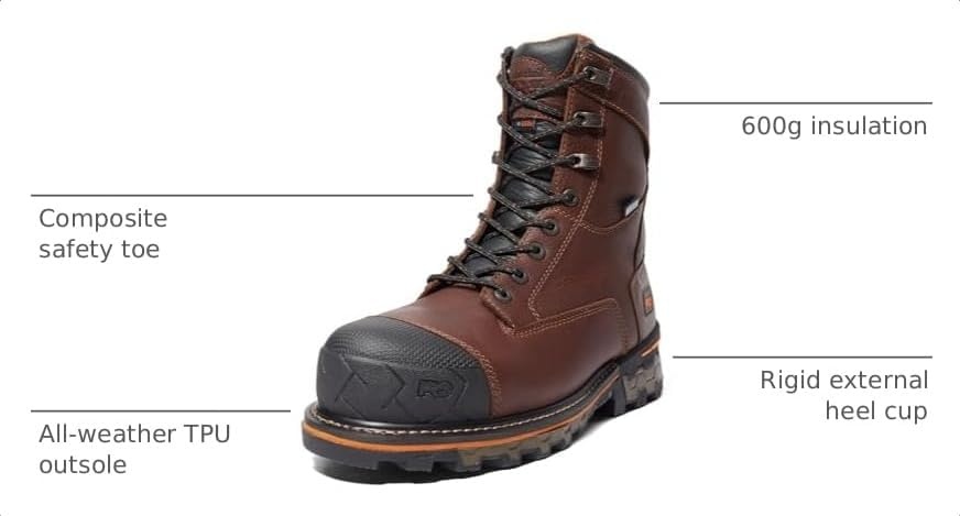 Timberland PRO mens Boondock 8 Inch Composite Safety Toe Insulated Waterproof Industrial Work Boot(Brown)