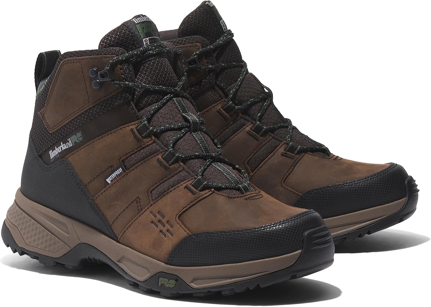 Timberland PRO Switchback LT 6 Inch Soft Toe Waterproof Industrial Work Hiker Boots(Brown/Green V1)